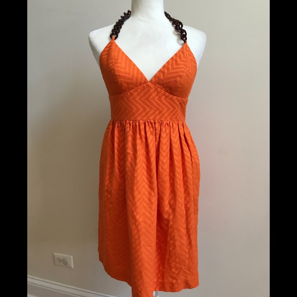 Milly of New York Orange Halter Dress